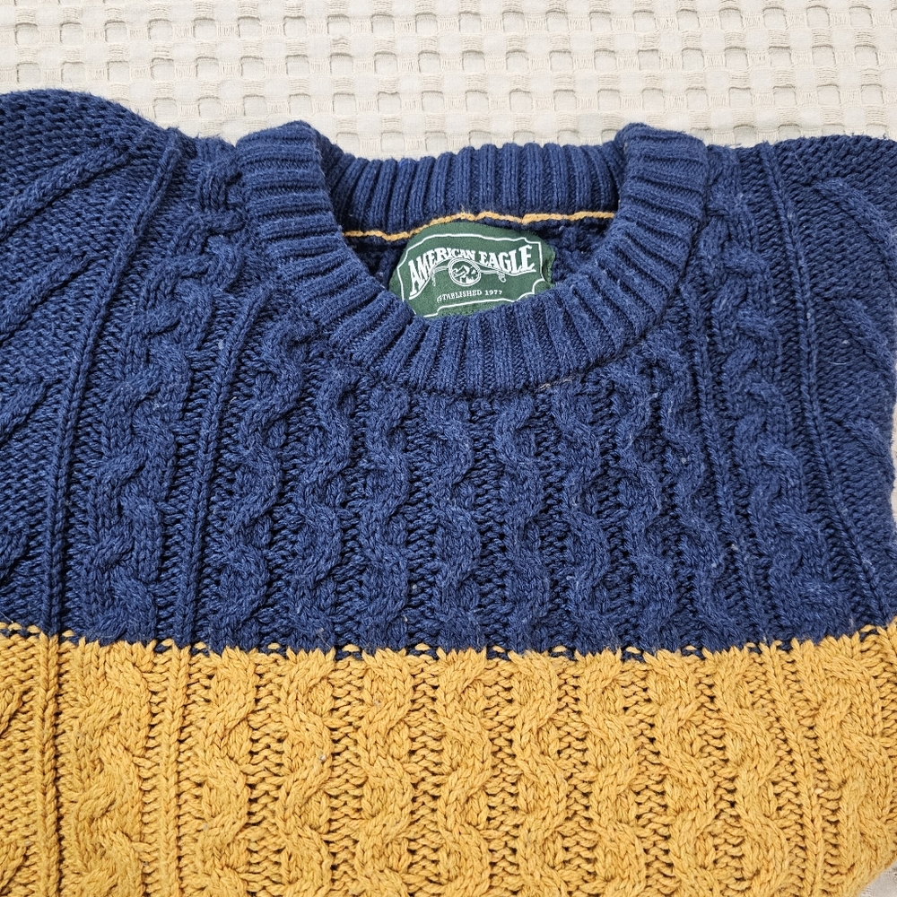 AE Super Soft Color-Block Crew Neck Sweater Men's Size XL - Picture 10 of 12
